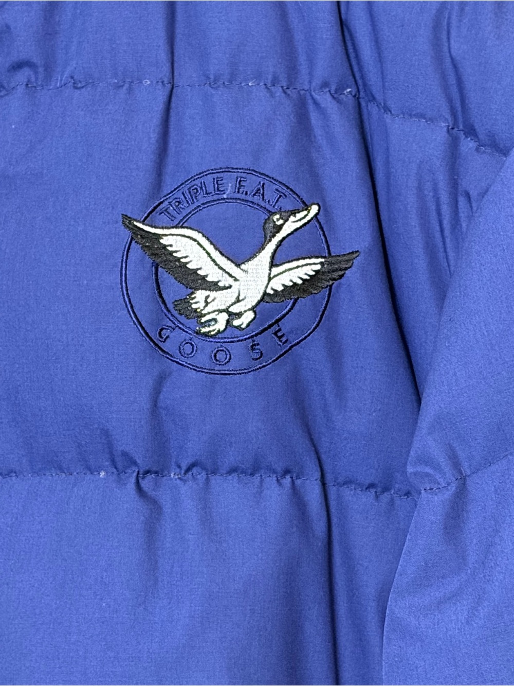 Triple F.A.T Goose Y2K 90s Navy Puffer Jacket with Red Lining | Size L - Picture 3 of 14